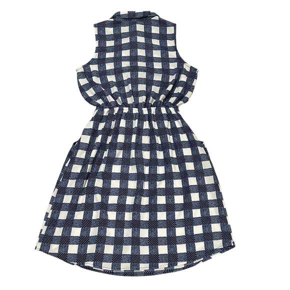 MONTEAU Navy Blue & White Checkered Plaid Sleeveless Midi Dress - Size Medium - Picture 8 of 16